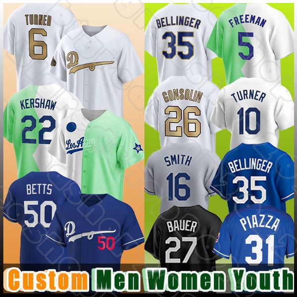 

50 mookie betts 5 freddie an baseball jerseys trea turner cody bellinger julio urias clayton kershaw justin turner chris taylor max muncy du, Blue;black