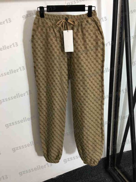 

designer womens pants gu jacquard letter logo print tie waist casual pants luxury autumn trousers women clothing, Black;white