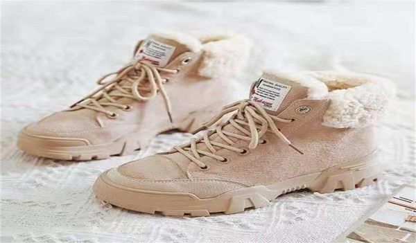 

women snow boots beige plush warm fur causal shoes sneakers ankle booties platform thick sole lace up winter 2112139189399, Black