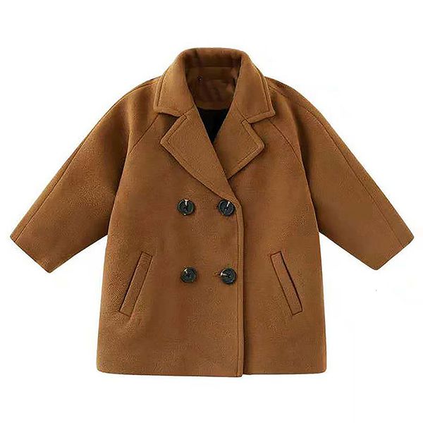 

coat melario winter grid jackets boys girl woolen doublebreasted baby boy trench coat autumn kids outerwear coats wool overcoat 221129, Blue;gray