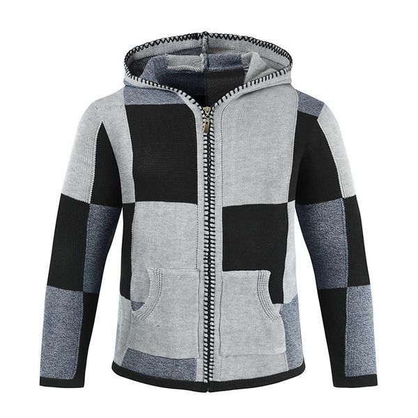 

mens jackets arrival hoodies long sleeve with hooded plaid patterned zipper autumn breathable male hommo sweater coat 221129, Black;brown