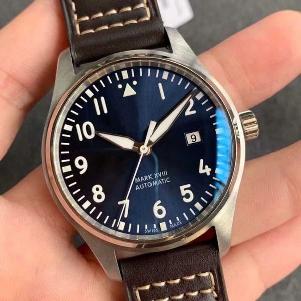 

luxury pilot watch for men prx watches 0f97 superclone designer man mark 18 black dial movement steel belt, Slivery;black