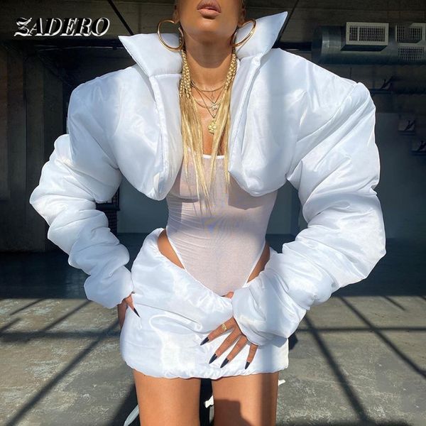 

womens down parkas white puffer coats cropped jackets women fashion high street casual short bubble winterwear clothes outwear 221129, Black