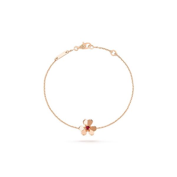 

lucky four-leaf clover bracelet rose gold ruby polished mini tennis bracelets jewlery designer for women men link bracelet, Golden;silver
