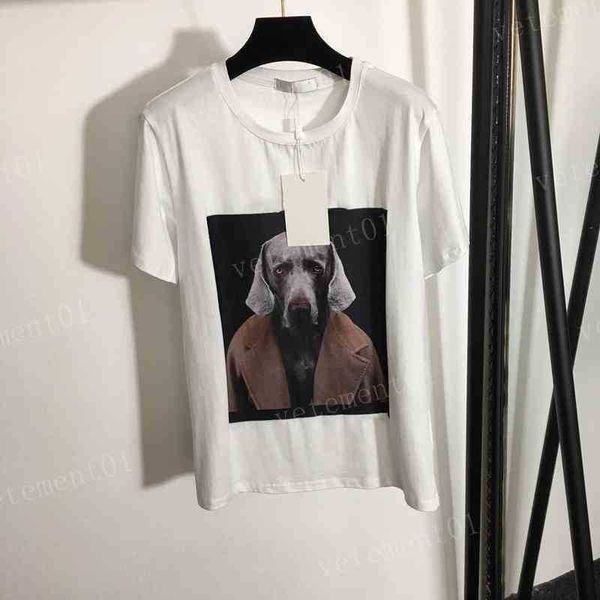 

womens t-shirts maxm 2022ss dog letter print fashion versatile short sleeve t shirt luxury designer women 0912, White