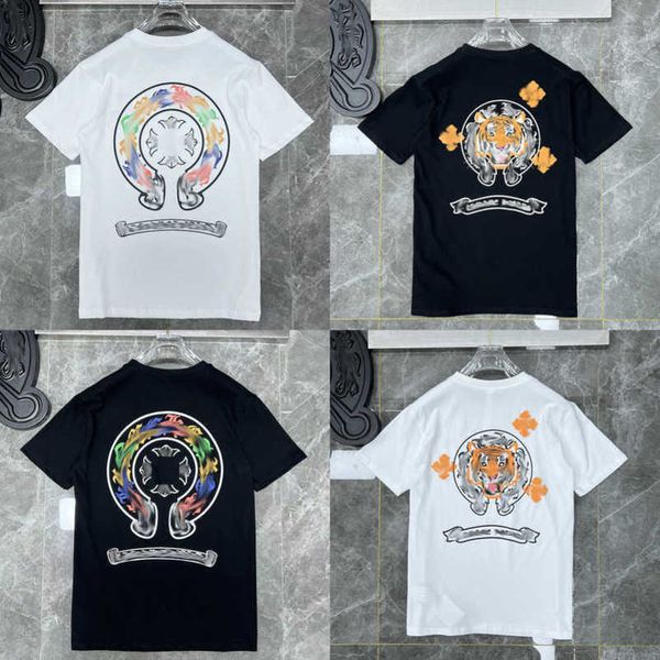 

men's fashion luxury t shirt ch brand tees men women sanskrit letter short sleeve horseshoe couple t-shirts designer polos tshirts cro, White;black