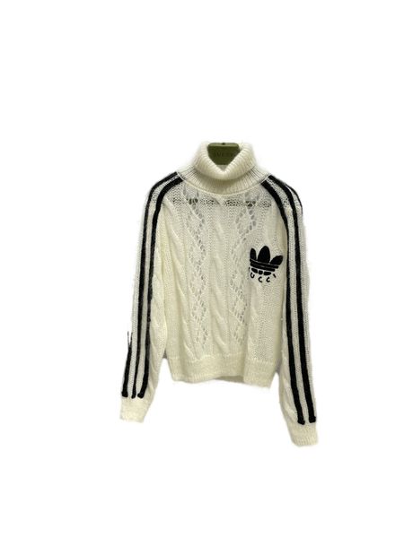 

22q autumn and winter temperament new embroidered lady mohair knitting sweater, White;black