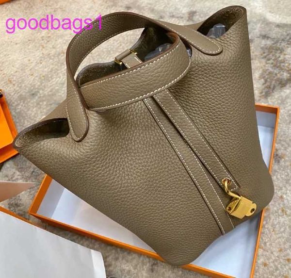 

picotin lock bag for women online shop 2022 new vegetable basket leather bucket lychee pattern head layer commuter versatile high