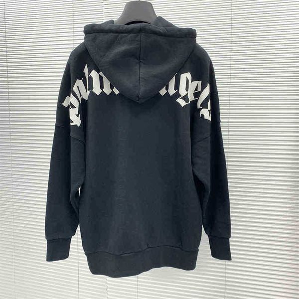 

mens designer palmangel hoodies autumn spring and tide br thin printed sweater men's women's same coat leisure loose medium long s, Black