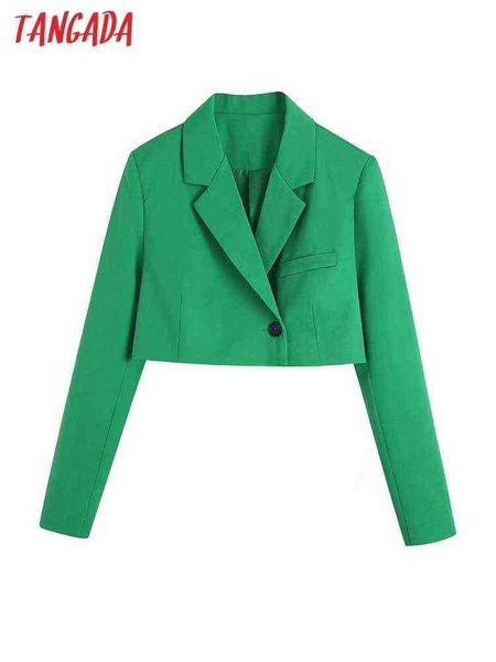 

suit tangada women vintage green short blazer female long sleeve elegant jacket, White;black