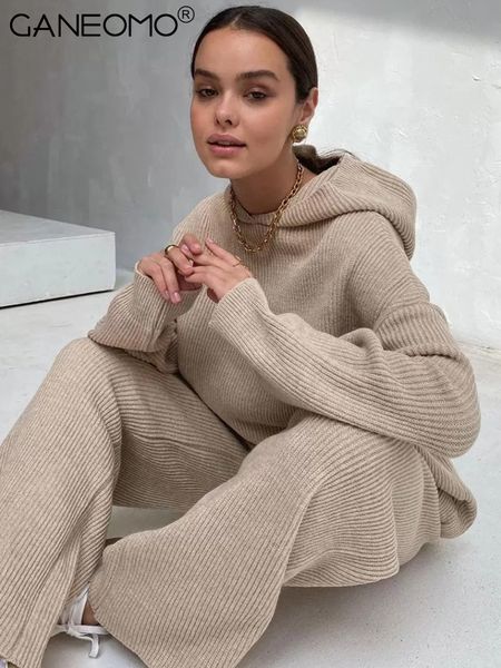 

women's two piece pants long sleeve loose hooded hoodies sweatshirts wide leg pants suits 2 pieces sets women autumn winter casual tro, White