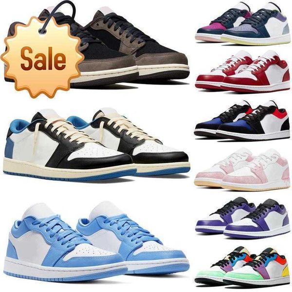

1 1s low basketball shoes mens womens jumpman fragment court purple unc men women trainers sports sneakers, Black
