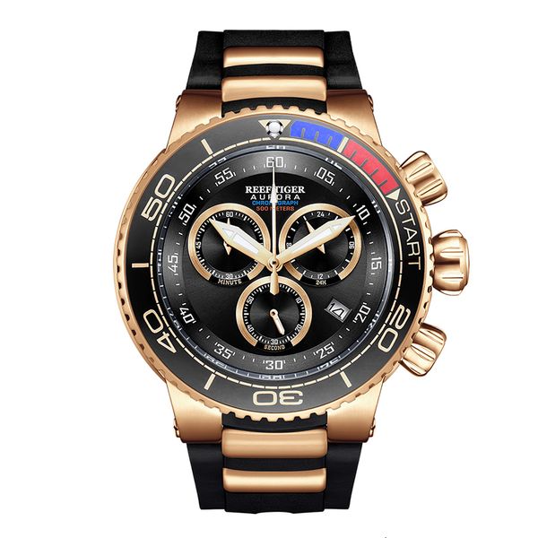 

wristwatches reef tiger rt men luxury sport watches waterproof analog rubber strap rose gold big relogio masculino rga3168 221128, Slivery;brown