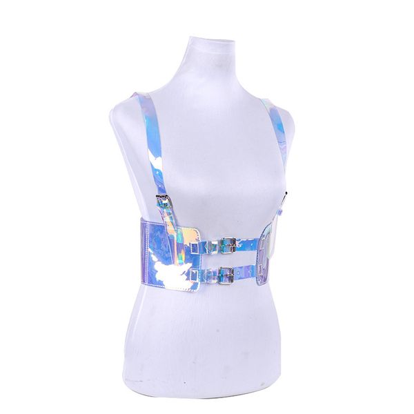 

women's tanks & camis punk harajuku women pvc transparent adjustable waist belts tank streetwear harness straps suspenders belts, White