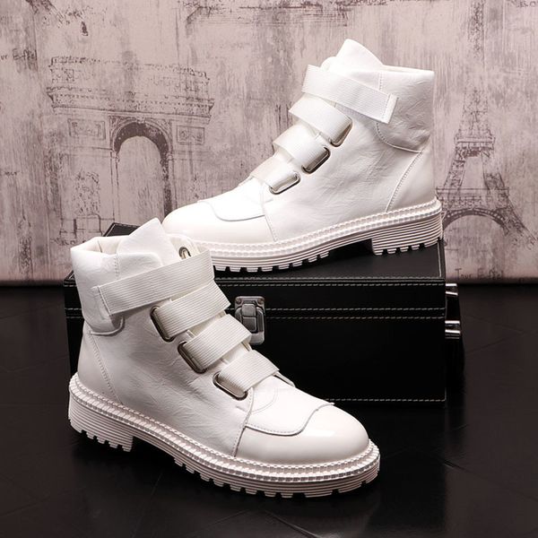 

boots italian brand designer men fashion party nightclub dress cowboy boots black white shoes platform boot handsome ankle botas 221128
