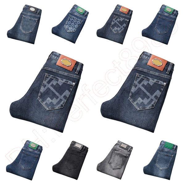 

new jeans chino pants pant men's trousers stretch autumn winter close-fitting jeans cotton slacks washed straight business casual kf992, Blue