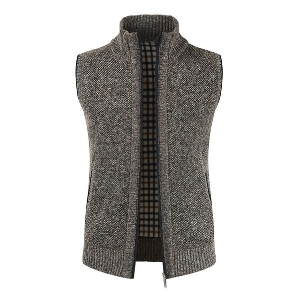 

men's vests m-3xl autumn winter plush vest stand collar splicing casual warm coat v-neck sleeveless waistcoat 221129, Black;white