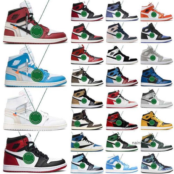 

2023 basketball shoes sneakers sports shoes white triple black bred toe fearless dark mocha peter moore bubble gum off unc jordens 1s mens w