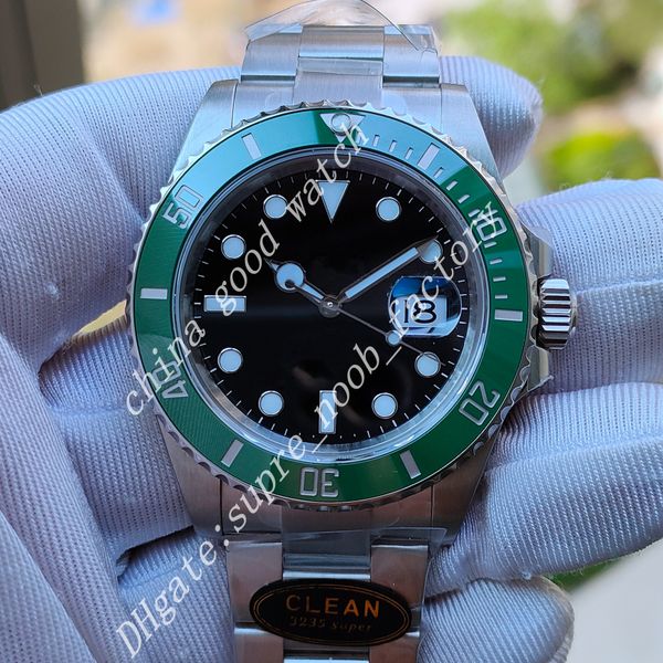

factory watch of mend clean 41mm cal.3235 automatic movement green ceramic bezel black dial men 904l steel power reserve sapphire waterproof, Slivery;brown