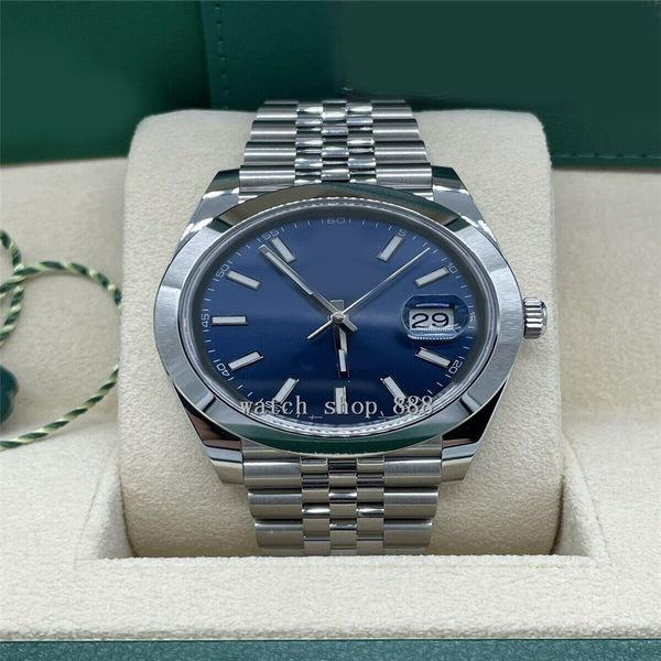 

luxury wristwatch datejust 41mm steel blue index dial jubilee smooth automatic watch 126300 men's, Slivery;brown