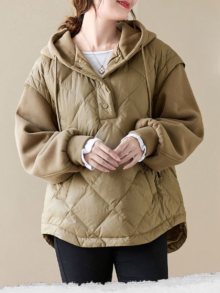 

womens down parkas winter coat khaki light pullover cotton fashion fleece sweatshirt jacket puffer pockets 221129, Black