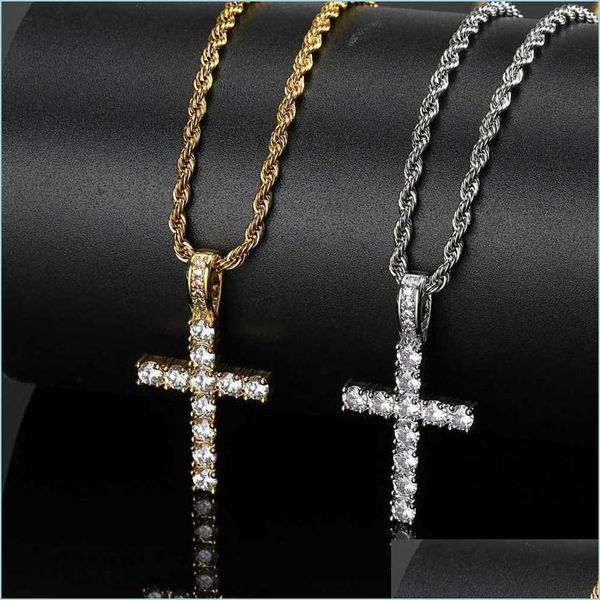 

pendant necklaces mens cross diamond pendant fl of zircon solid trumpet esigner chain necklace choker european american orna dhgarden dhrgs, Silver