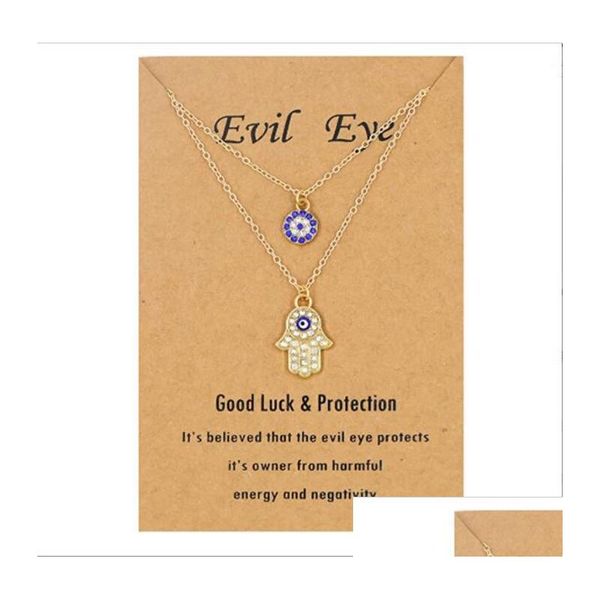 

pendant necklaces evil eye necklace and hamsa necklaces turkish blue hand pendant 3pcs lucky protection jewelry gift for women girls dhhla, Silver