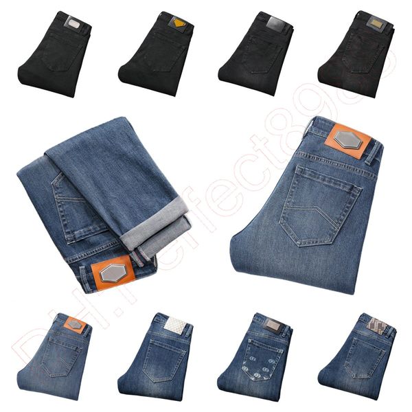 

new jeans chino pants pant men's trousers stretch autumn winter close-fitting jeans cotton slacks washed straight business casual q9532, Blue