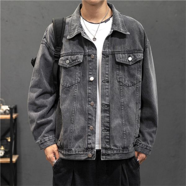

men's jackets denim fashion hole retro motorcyle basic coat streetwear bomber cowboy casual coats 221129, Black;brown