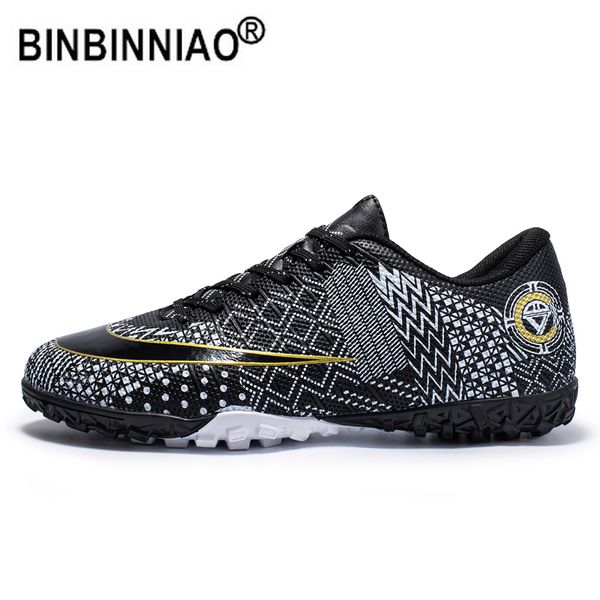 

dress shoes binbinniao size 3045 professional soccer shoes men kids boys sneakers original football boots tf soccer cleats futsal 221129, Black