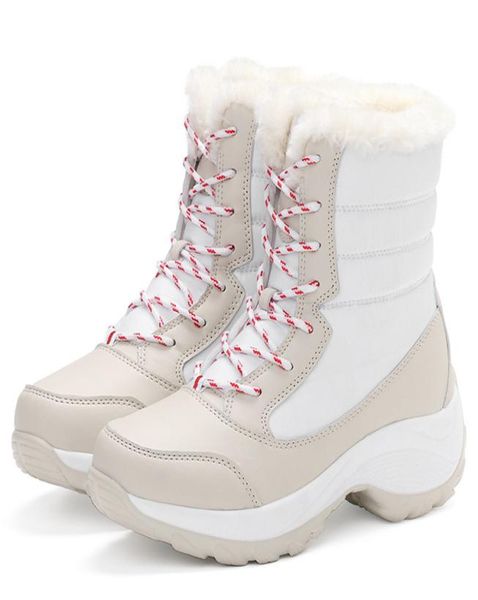 

women boots super warm winter boots women plus size platform shoes woman heels snow boots winter footwear female ankle bo7242205, Black