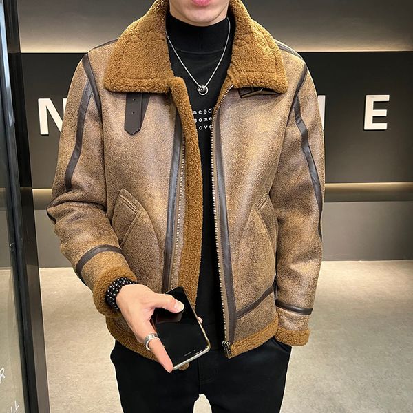 

mens jackets autumn winter fur in one casual daily wear upset to keep warm thermal coats 221129, Black;brown