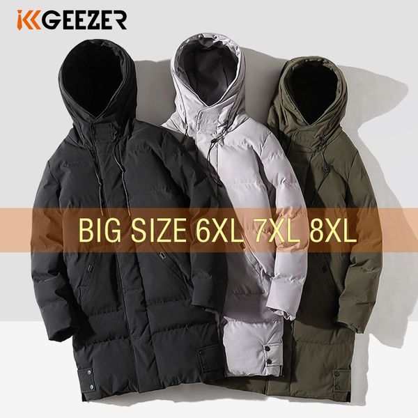 

mens down parkas winter long jackets men cotton warm coats plus size 6xl 7xl 8xl hoodie oversize windbreak loose black waterproof padded 221