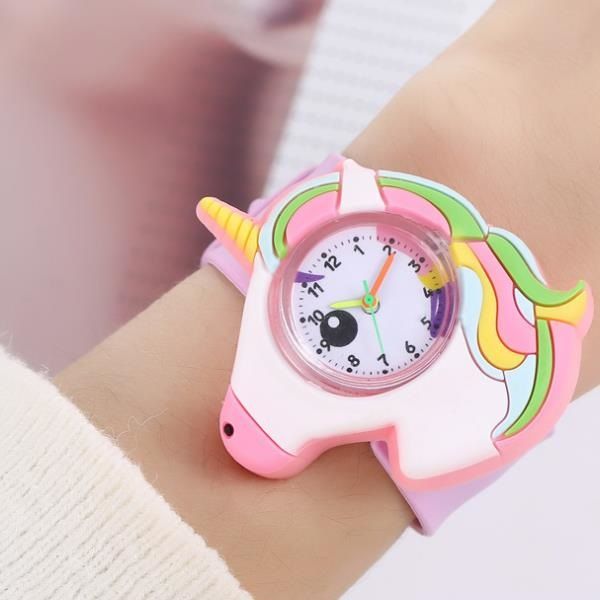 

kids watch cartoon animal wristwatches sport children watches for baby girl student clock slap, Blue