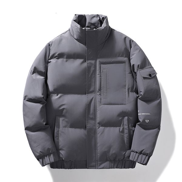 

men's down parkas streetwear solid color warm thicken parkas winter outdoor walk warm coat classic print comfortable puffer jacket for, Black