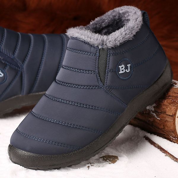 

boots men snow plus size shoes man warm fur winter for male ankle waterproof shoe footwear work 221128, Black
