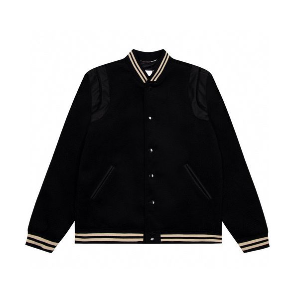 

fashion men designer jacket coat men's street hip-hop retro baseball uniform classic cashmere pure color mens casual all-match jacket t, Black;brown