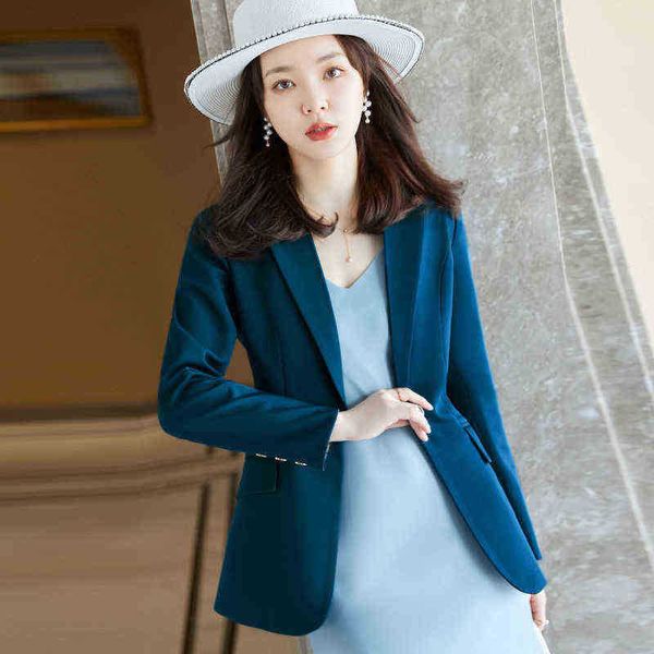

single button blazer office ladies solid loose jacket women blazers casual long sleeves outwears female vintage autumn j220813, White;black
