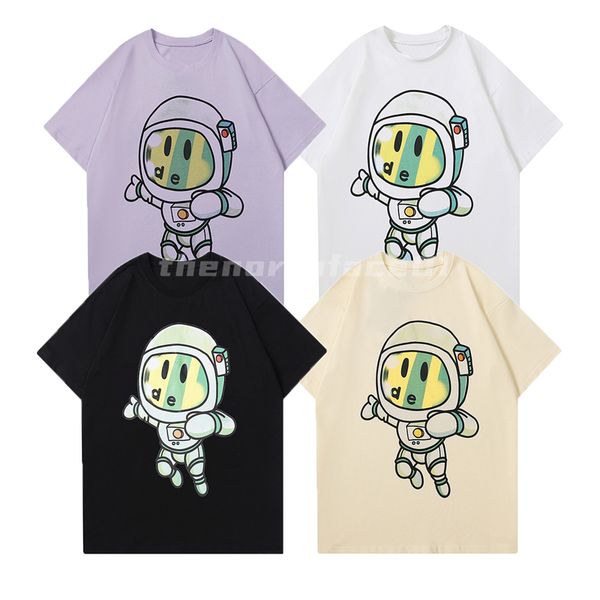 

designer luxury menswear t shirt cartoon astronaut letter print round neck short sleeve fashion brand t-shirt womens black white purple apri, White;black