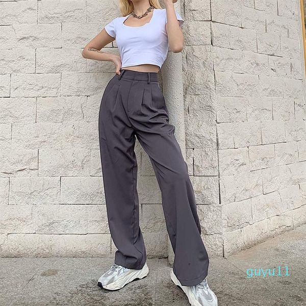 

women's pants sunny women's wide leg loose and comfortable fashion casual trousers cool, Black;white