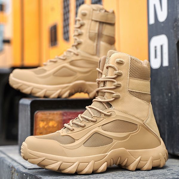 

boots men military special force desert combat shoes snow outdoor male tracking air tactical boot work 221128, Black