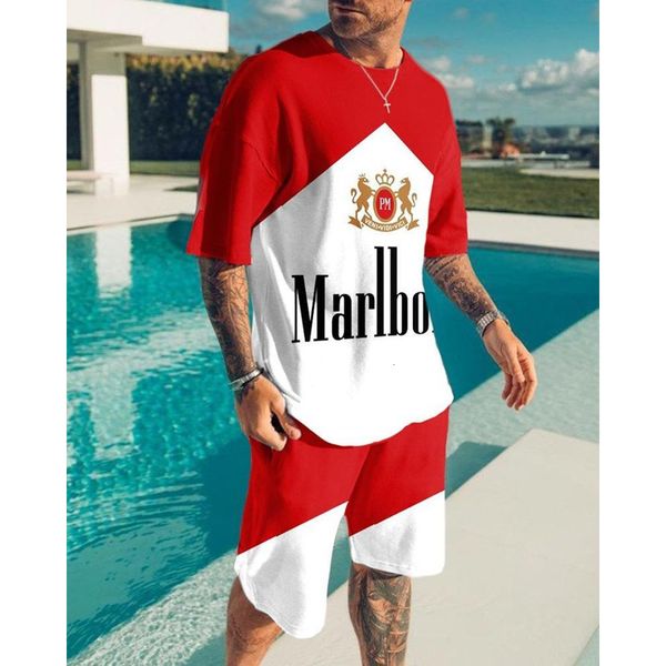

men's tracksuits summer 3d print t shirt sets geometry luxury fashion activewear tracksuit short sleeve shorts beach all-match clothes, Gray