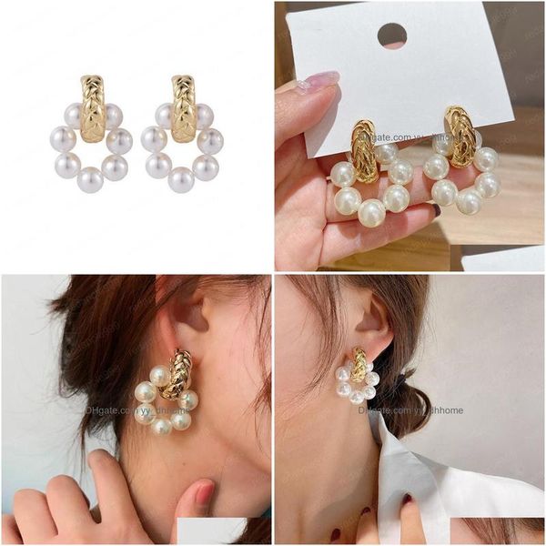 

dangle chandelier french retro metal twist round dangle earrings women elegant circle pearl dainty boho drop earring lady style je dhg47, Silver