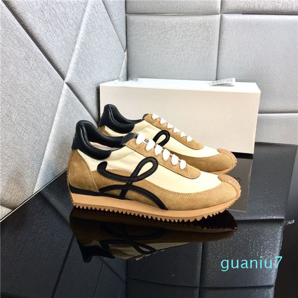

mens womens luxury casual shoes flow runner in nylon suede lace up sneaker soft upper honey rubber wave sole that curves around 09, Black