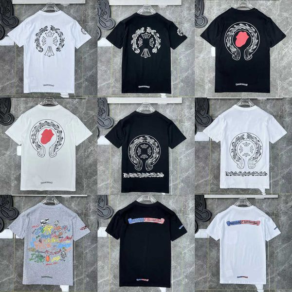 

luxury fashion men's t shirt brand couple tees t-shirts men women sweatshirts sanskrit letter short sleeve horseshoe tshirt polo cross, White;black
