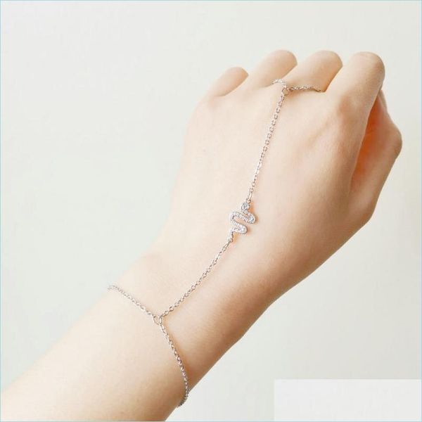 

charm bracelets stainless steel hand chain bracelet snake shaped slave cz dainty handchain gift for her drop delivery jewelry dhgarden dheju, Golden;silver