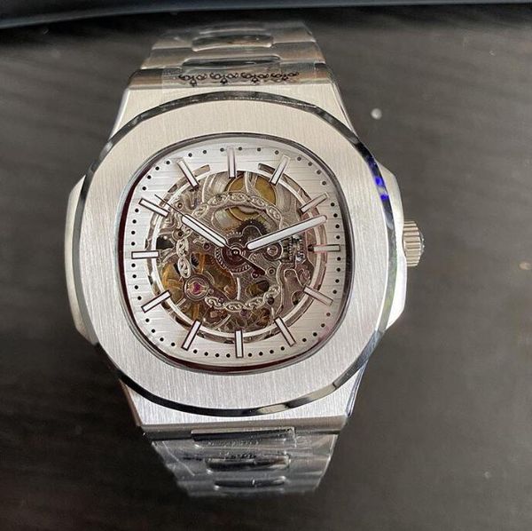 

watch 2023 men watch automatic mechanical hollow watches classic style 42mm stainless steel 5 atm waterproof sapphire super luminous u1, Slivery;brown