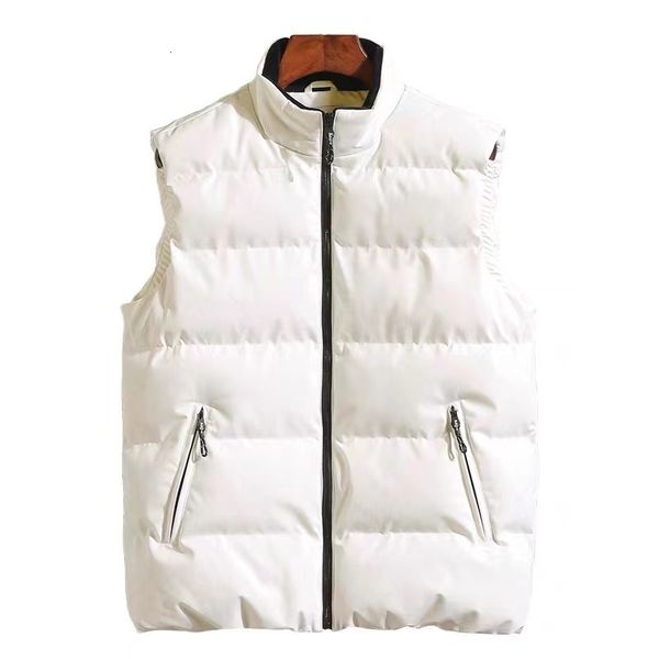 

men's vests men winter white big size quality solid padded cotton sleeveless jacket male waistcoat puffer vest homme 221129, Black;white