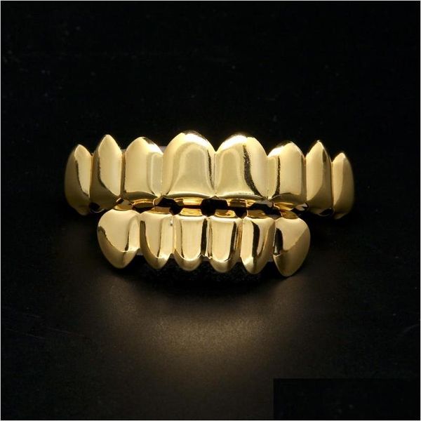 

grillz dental grills mens gold grillz teeth set fashion hip hop jewelry eight 8 tooth six 6 bottom grills drop del dhfwy, Black