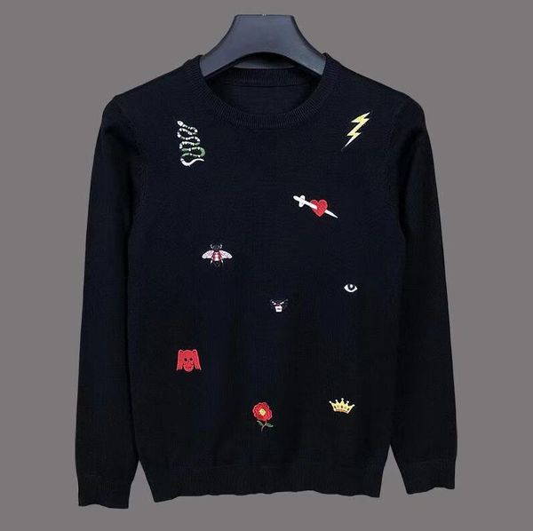 

winter new warm men sweaters designer o-neck wool sweater bee brand clothing knitted cashmere pullover men -3xl, White;black